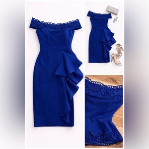 Elegant Blue Off-Shoulder Dress